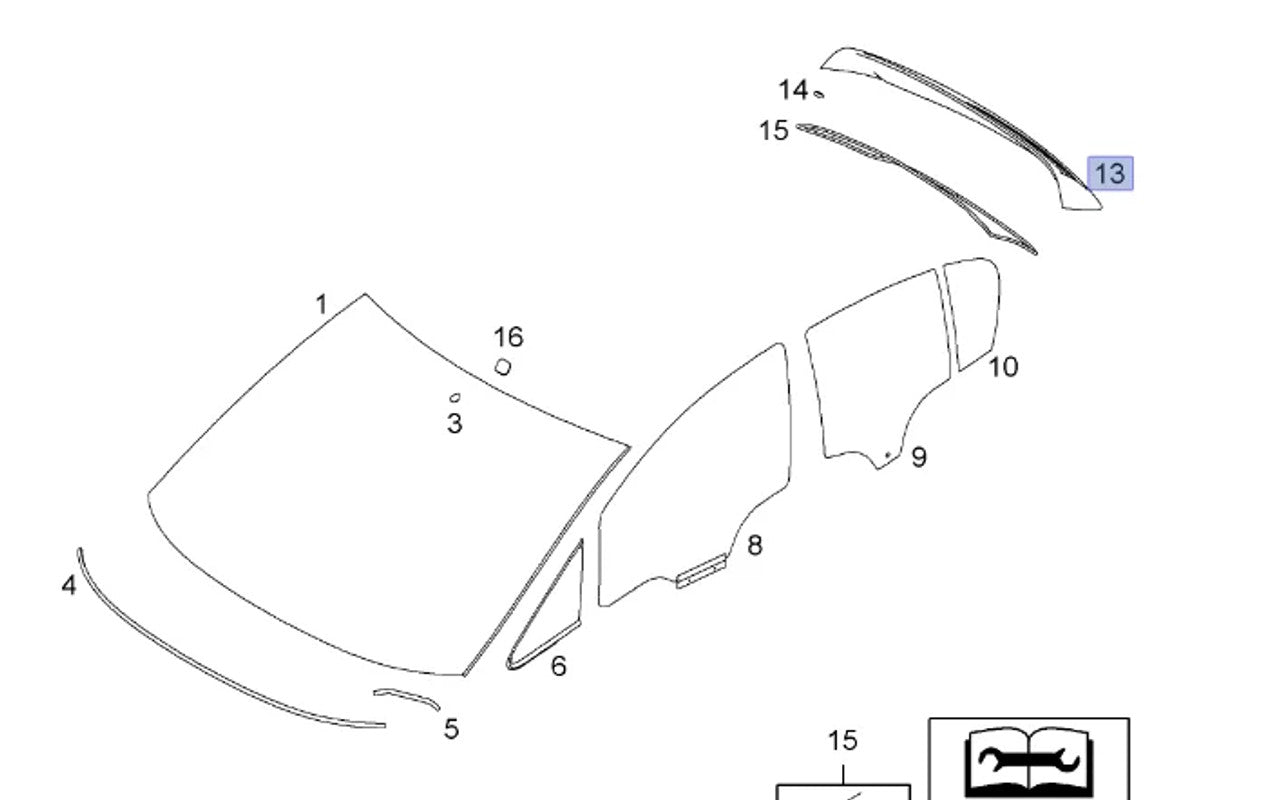 Windscreen Rear Tailgate fits Opel Vauxhall Corsa D 13288416 Genuine View Front