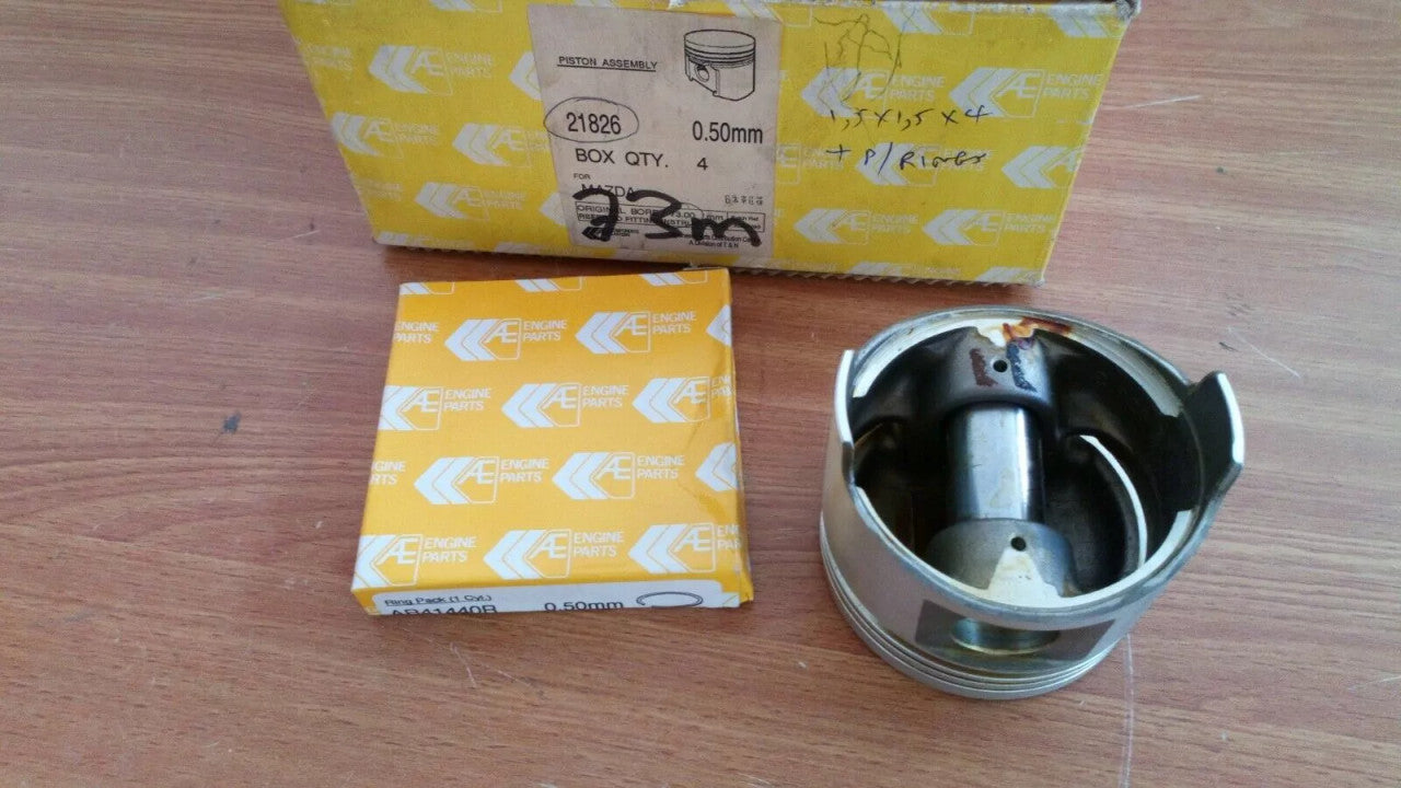 4x Pistons fits Mazda 808 1300 818 E1300 TC engine 83.50mm Bore Oversize 21826/50 View Rear