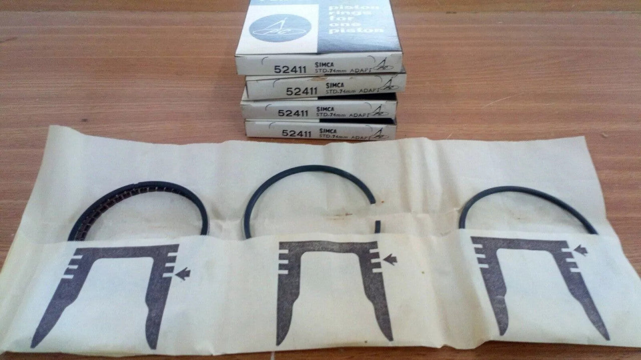 Piston Rings Set fits Simca Aronde Elysee 1300 1301 74mm Bore STD 40524110 View Front