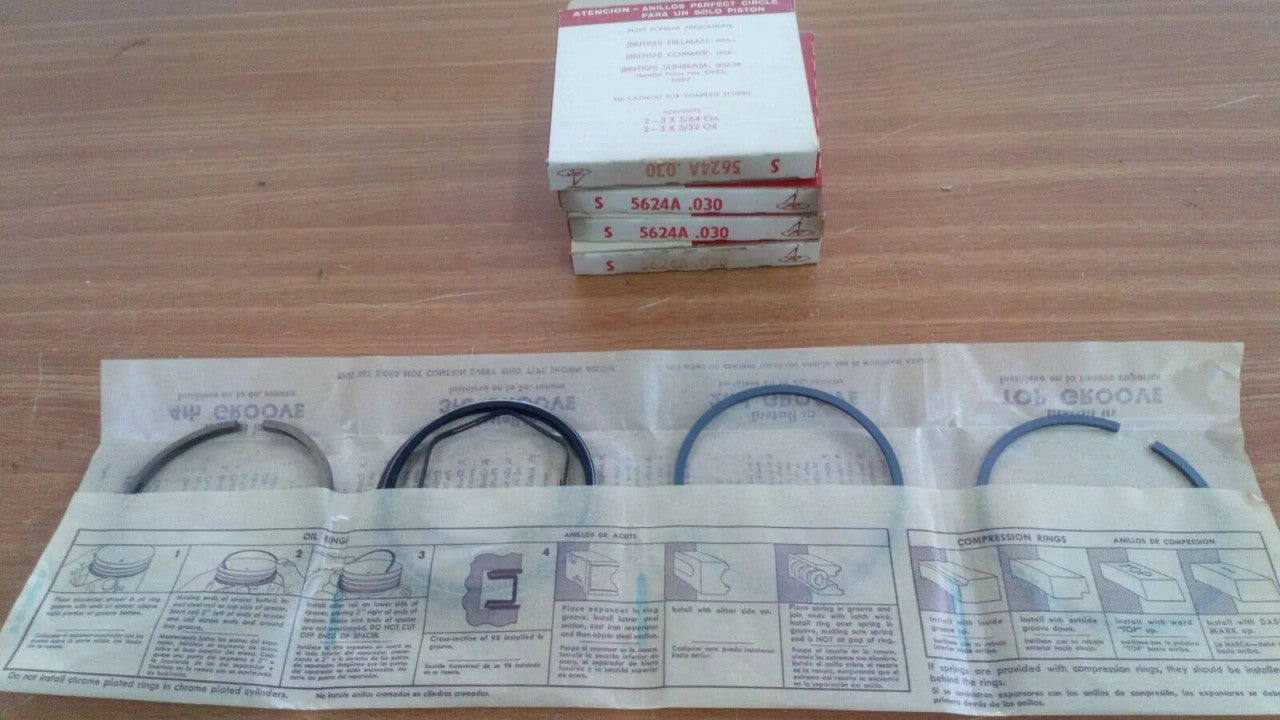 Piston Rings Set fits Commer 7 Mark 8 Cwt Sunbeam Talbot Rapier 030 Oversize 5624A View Front
