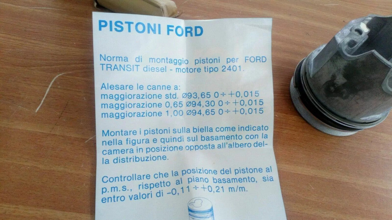 2x Pistons fits Ford Transit York 2401E 2402E Oversize +1.00mm 94.65mm View Right