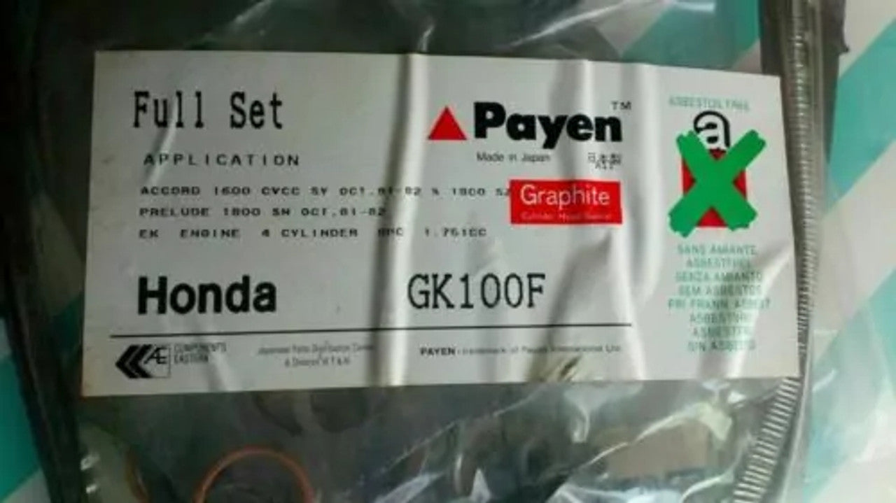 Full Set Gaskets kit fits Honda Accord SV Prelude SN EK engines 1751cc GK100 View Rear