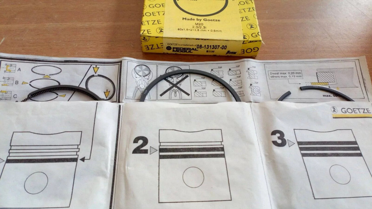 1 Cylinder Piston Rings fits BMW M20B20 Oversize +0.50mm 80.50mm Bore 08-131307-00 View Front
