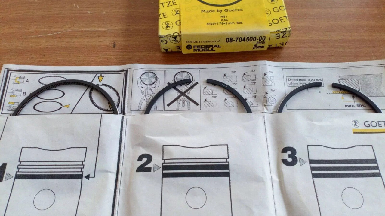 1 Cylinder Piston Rings fits BMW M51 Diesel 80mm Bore STD 08-704500-00 View Front