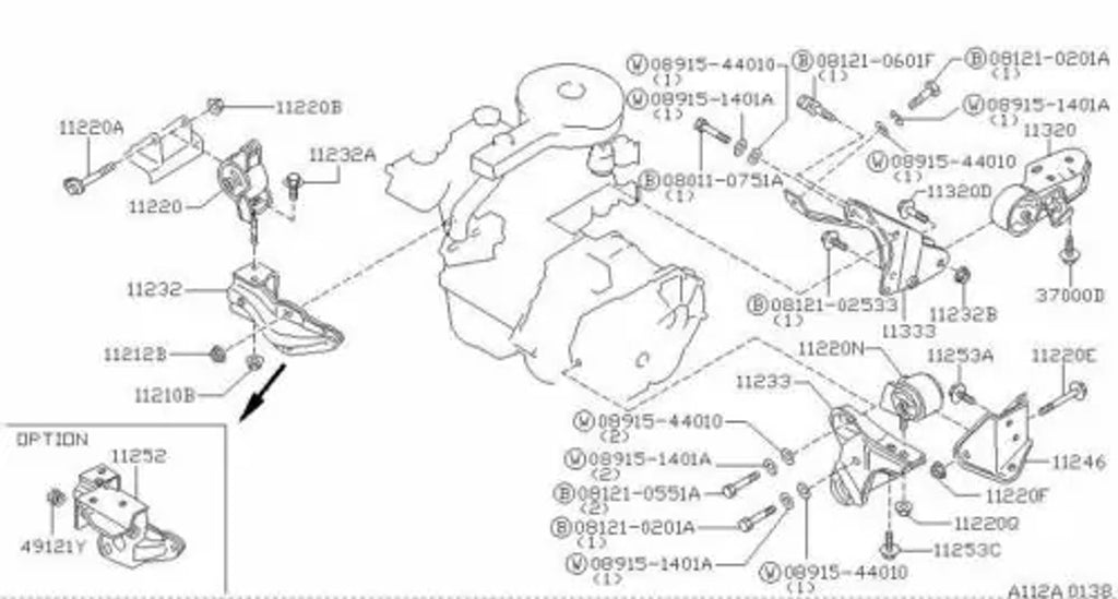 Motor Engine Mount fits Nissan Auster Stanza T11 CA16S CA18S CA20S 11220-D0104 View Upper