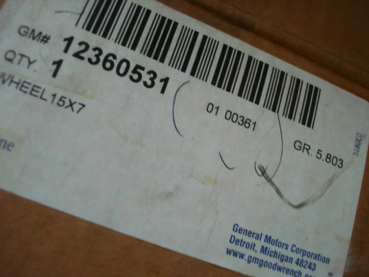 Wheel Aluminium 15 inches fits Chevrolet Blazer GMC Jimmy 4.3 12360531 Genuine View Right