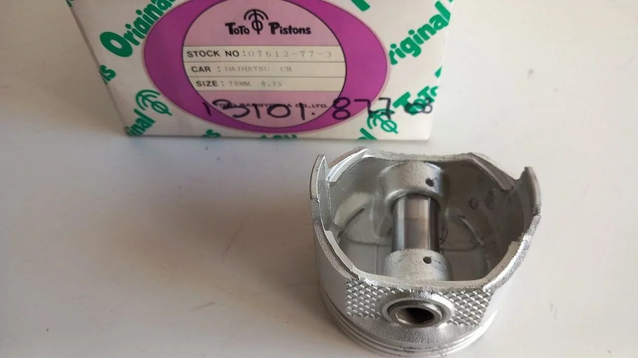 3x Piston fits Daihatsu CB engine 993cc 76.75mm Bore +0.75mm Oversize 13101-87703/75 View Rear