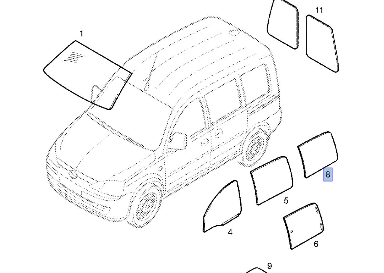 Window Rear Left Fixed fits Opel Vauxhall Combo C F06 F25 13121957 Genuine View Front