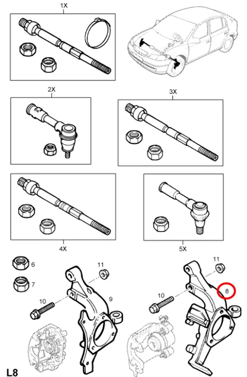 Steering Knuckle Right fits Opel Vauxhall Astra G F35 F48 F69 13165670 Genuine View Close Up Front