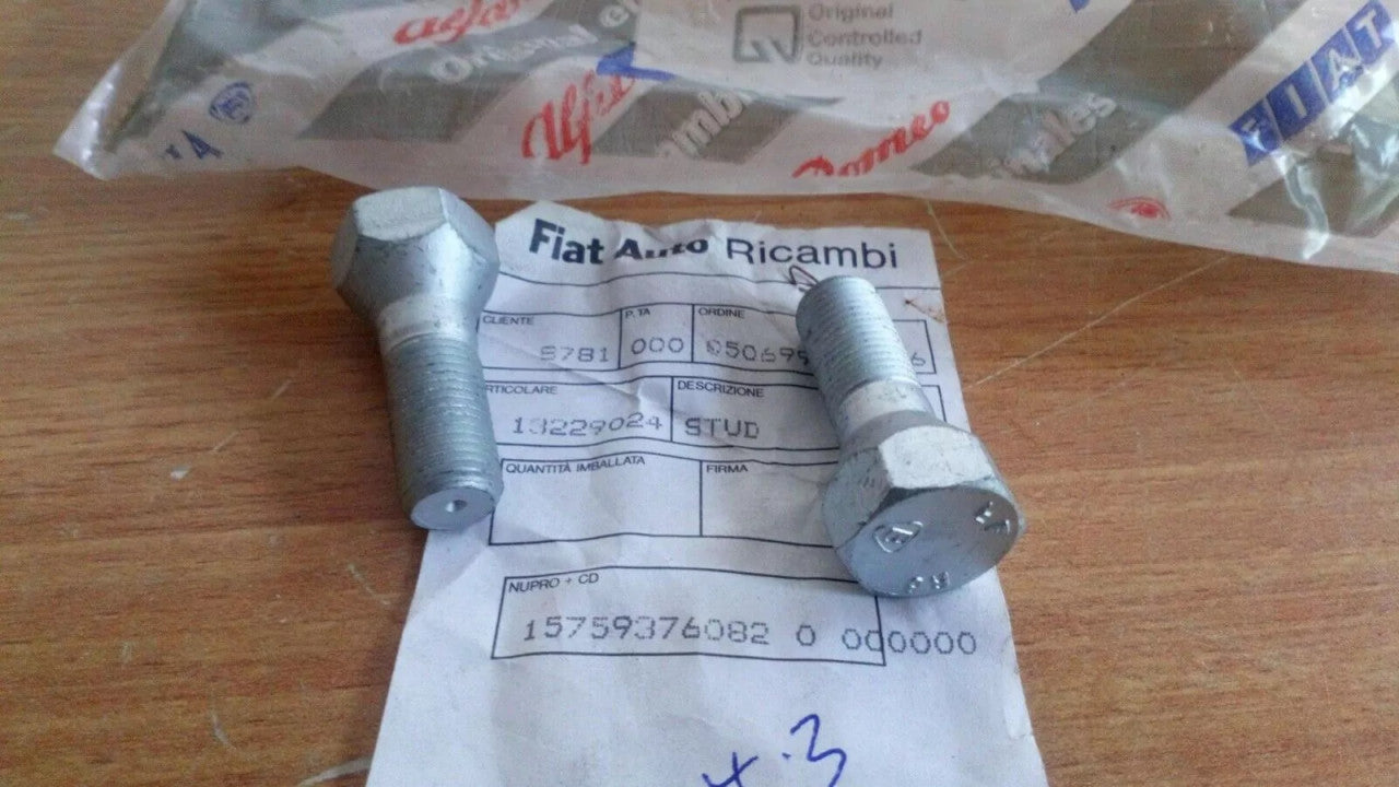 2x Wheel Bolt Stud fits Fiat Lancia 13229024 Genuine View Front