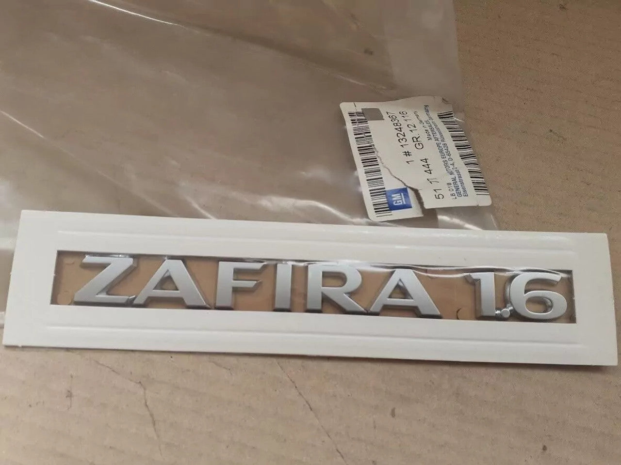 Emblem ZAFIRA 1.6 fits Opel Vauxhall Zafira B 13248367 Genuine View Front