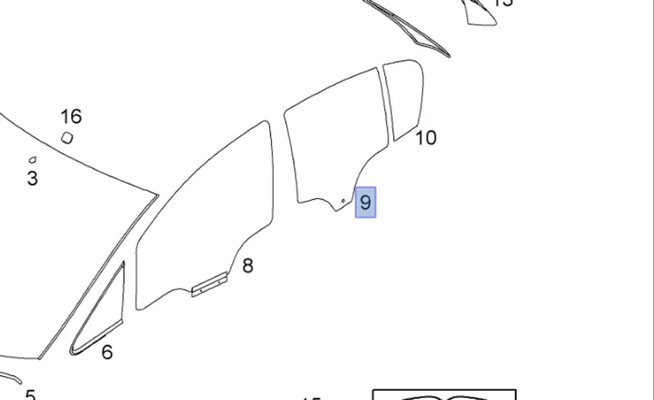 Window Rear Door Right fits Opel Vauxhall Corsa D E 13288414 Genuine View Front