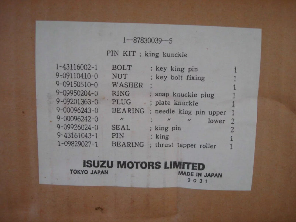 King Pin Kit fits Isuzu Truck Bus Lorry CVR FVR CQR CXZ FTR MV Genuine 1878300395 View Rear