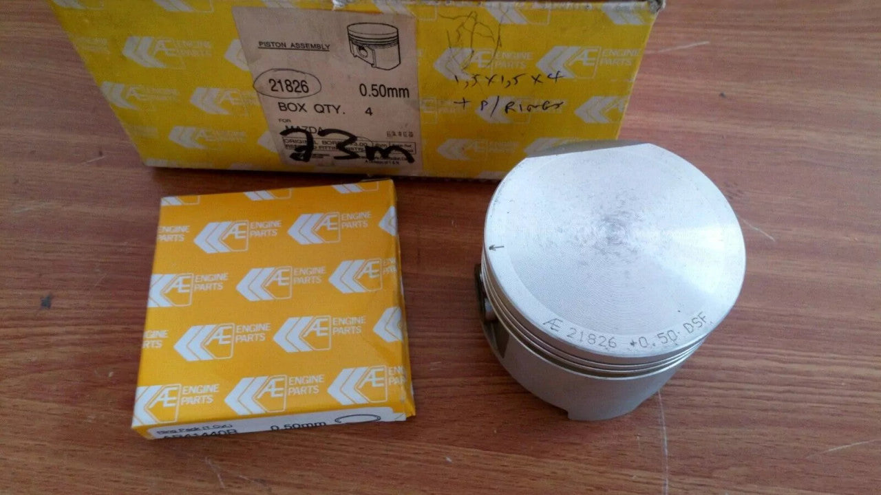 4x Pistons fits Mazda 808 1300 818 E1300 TC engine 83.50mm Bore Oversize 21826/50 View Front