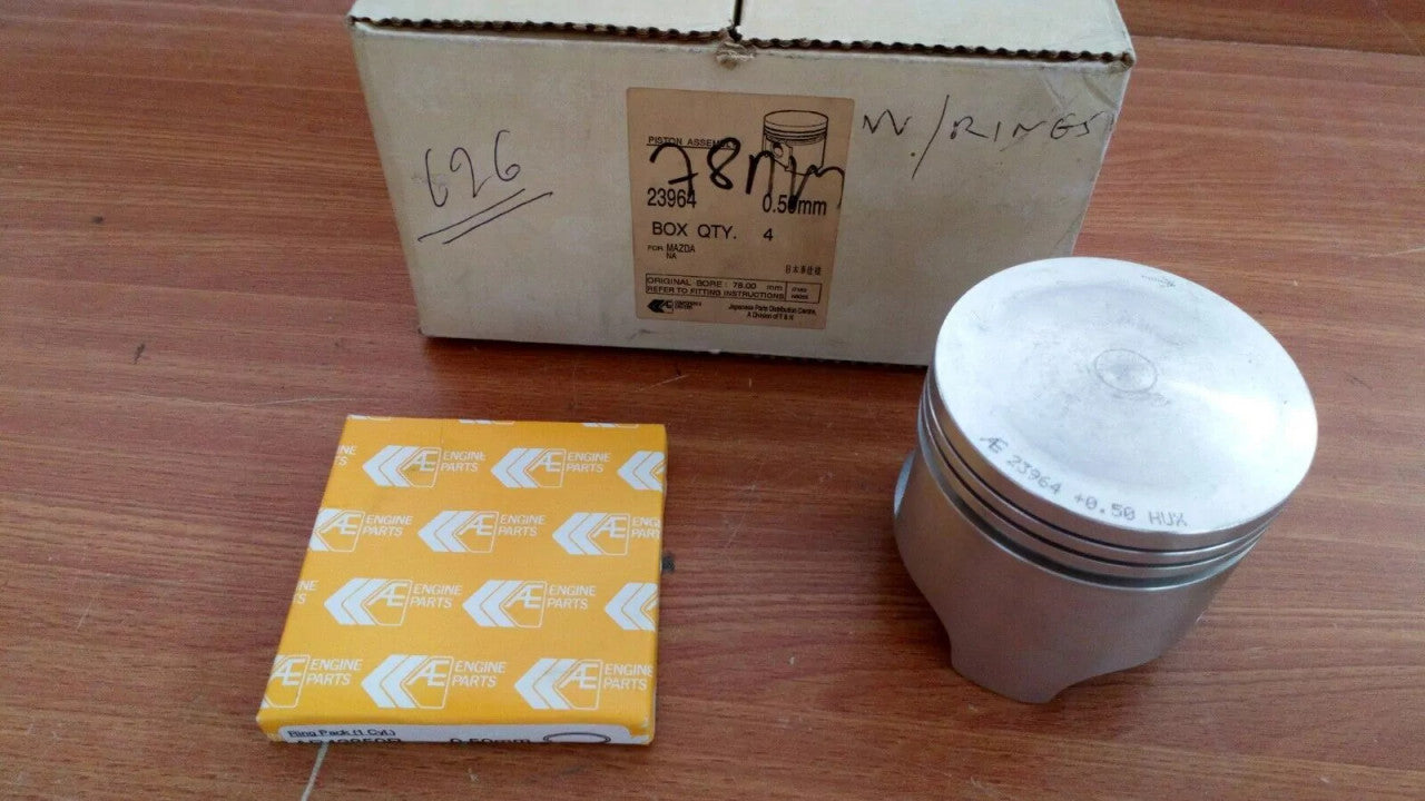 4x Pistons fits Mazda N1600 929 CB2NC 616 E1600 NA engine 78.50mm Bore Oversize 23964/50 View Front