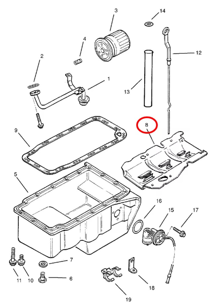 Oil Sump Pan Baffle fits Opel Vauxhall Z32SE Y26SE X25XE C25XE Genuine 24428044 View Right