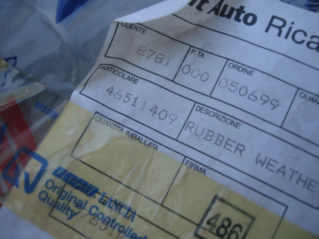 Window Weather Strip Seal Front Left fits Fiat Seicento 46511429 Genuine View Upper