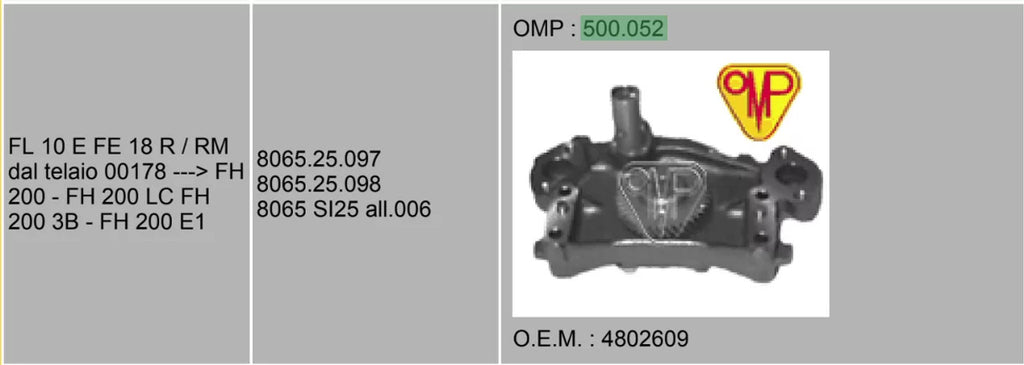 Oil Pump fits Iveco Euro Cargo M 8065 4802609 500-052 View Right