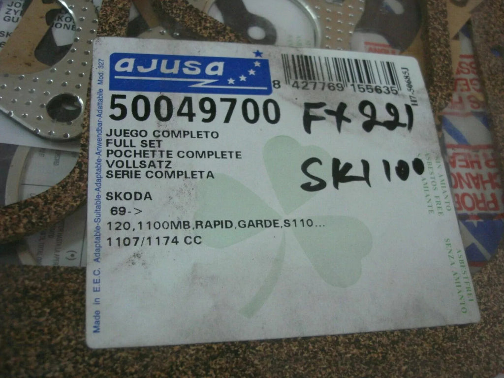 Full Set Gaskets kit fits Skoda Rapid 1000 1100 MB 105 110 120G 130G 135G 50049700 View Rear