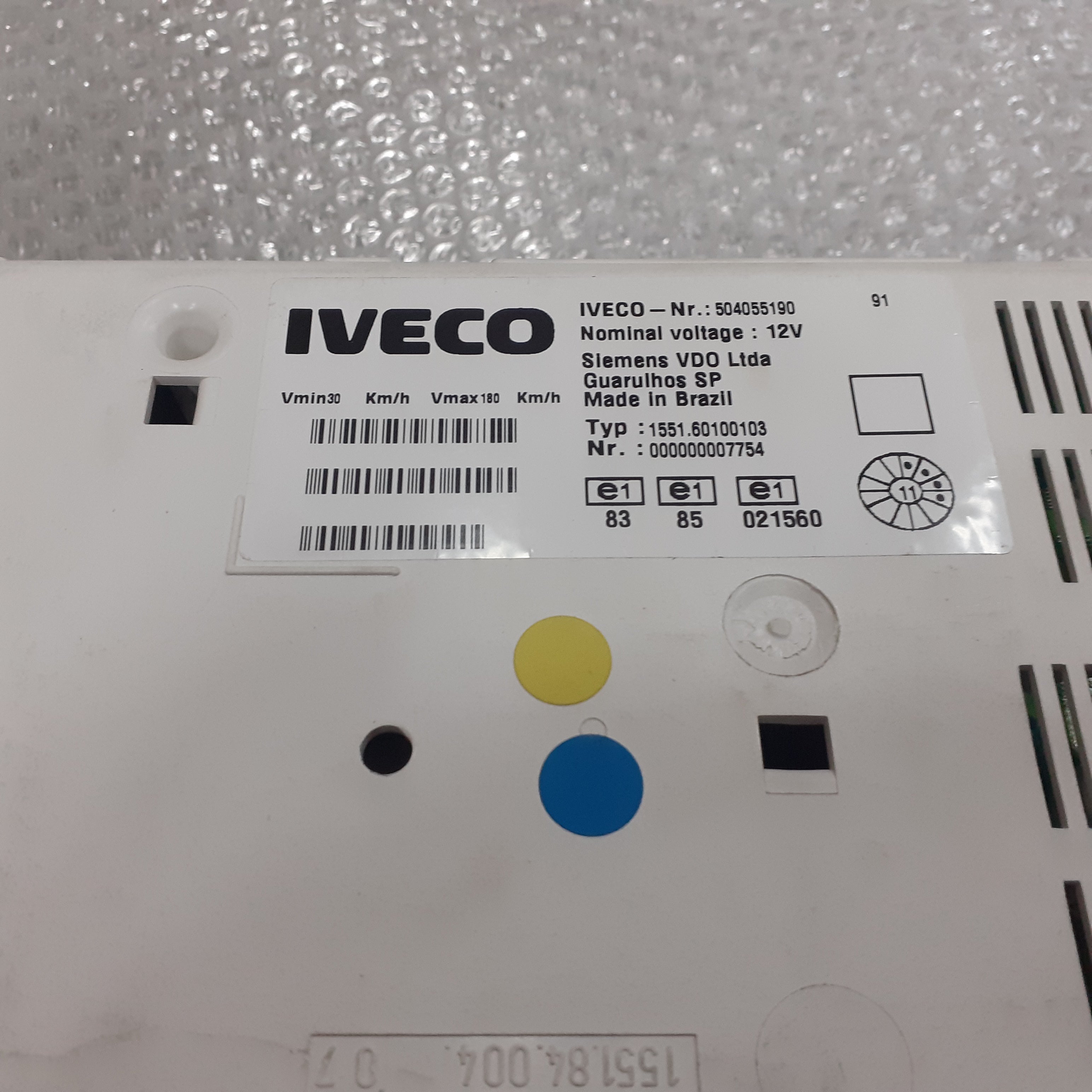 Speedometer Instrument Cluster KM/H fits Iveco Daily 504055190 Genuine View Number