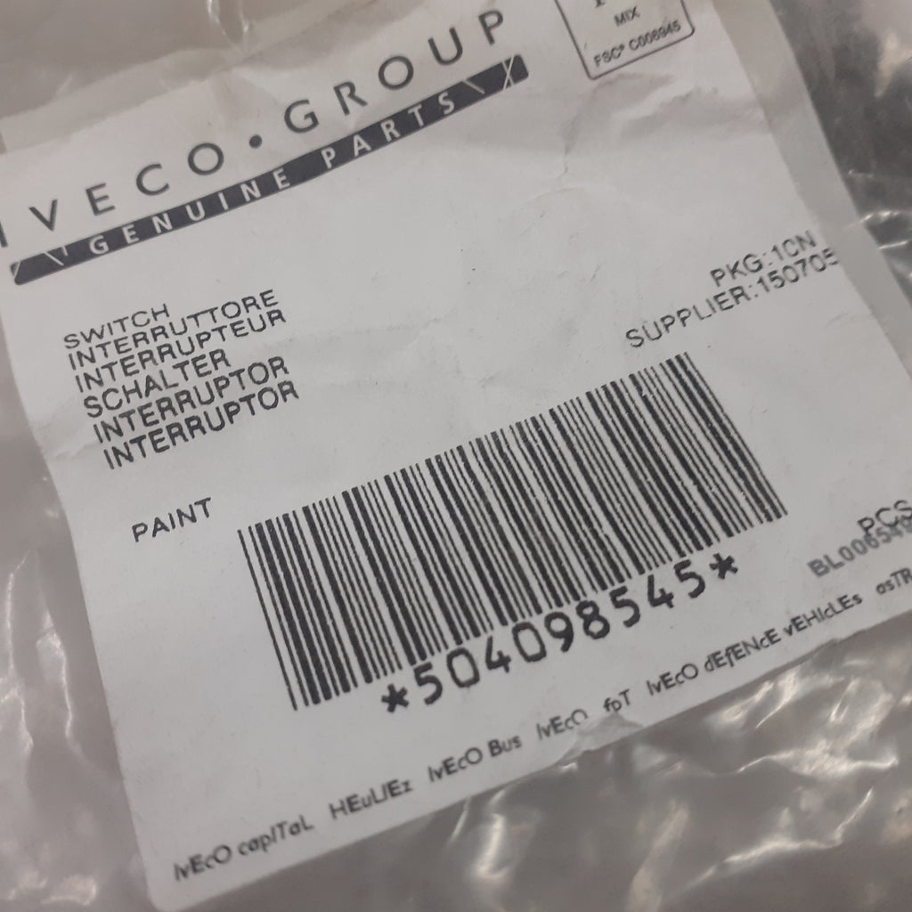 Rear Differential Lock Switch fits Iveco Eurocargo 504098545 Genuine View Box