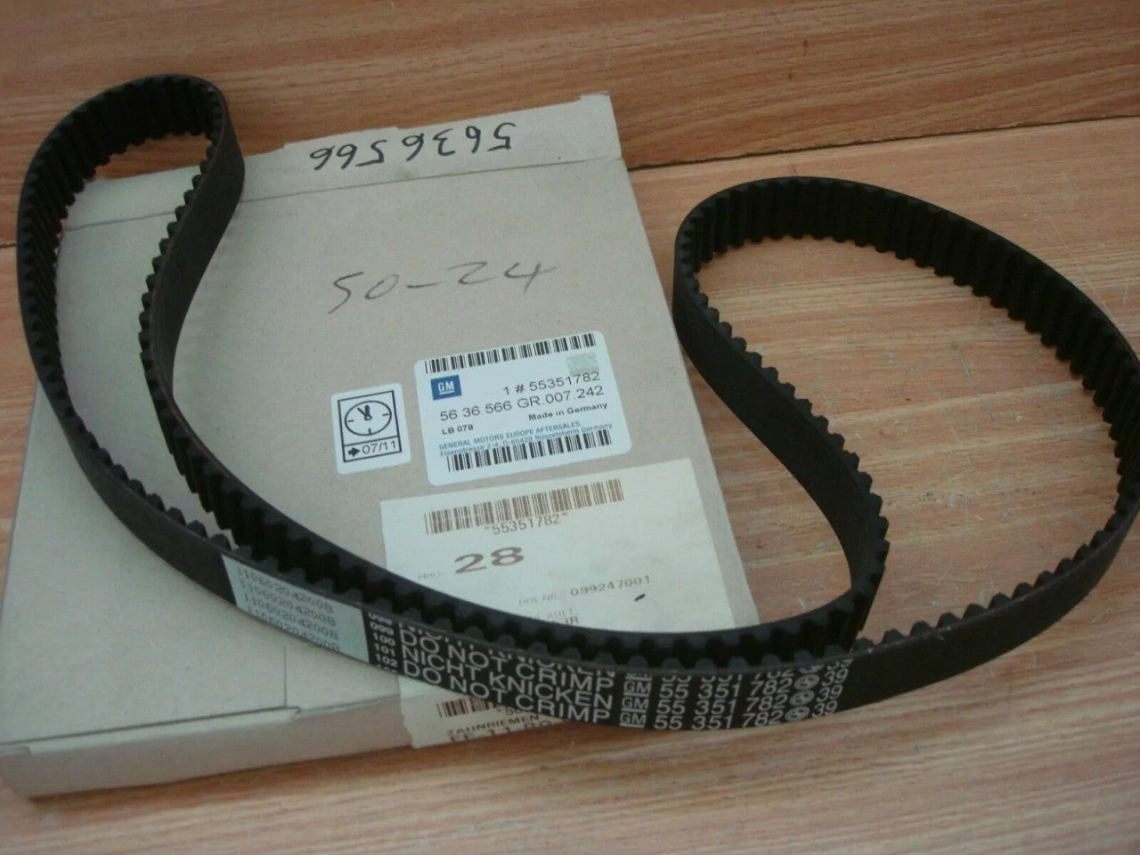 Timing Belt fits Opel Vauxhall Astra G H Speedster Zafira B VX220 Z20 X20 168T 55351782 View Front
