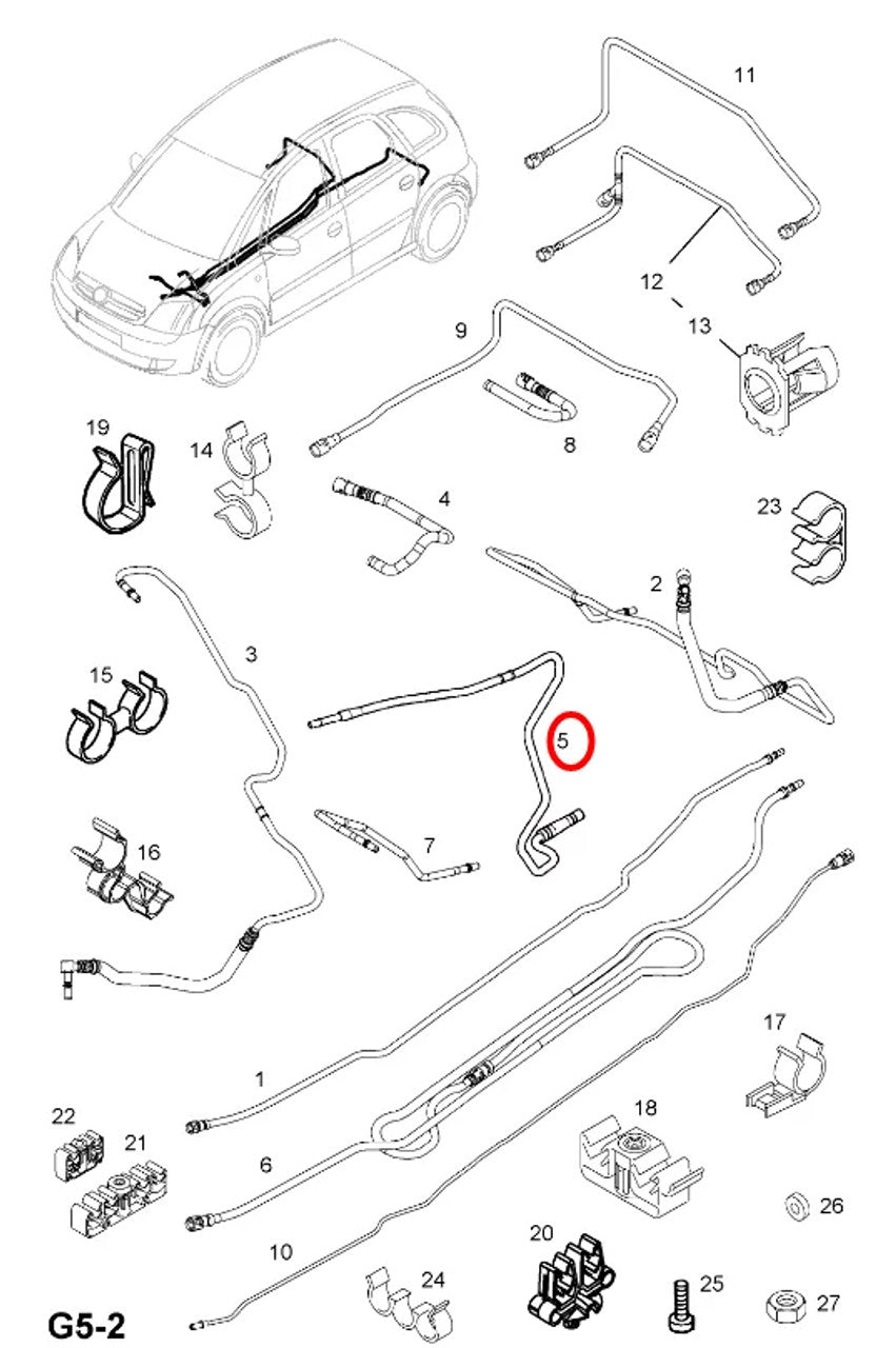 Fuel Feed Pipe fits Opel Vauxhall Corsa C Meriva A Z17DTH 55556537 Genuine View Left