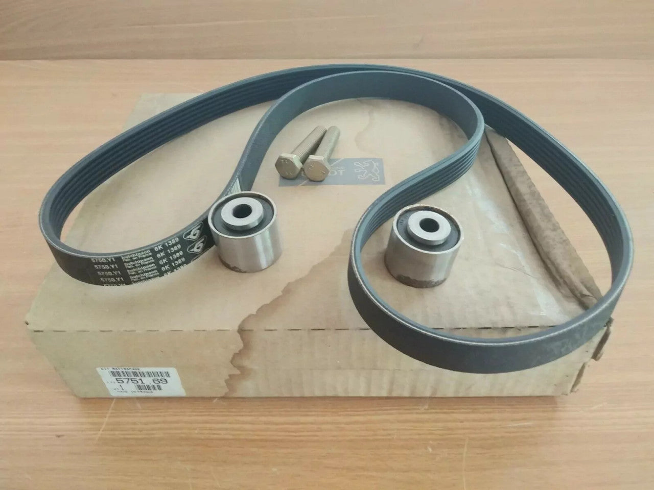Idler Pulley Kit fits Peugeot Citroen 575169 6PK1389 5750Y1 Genuine View Front