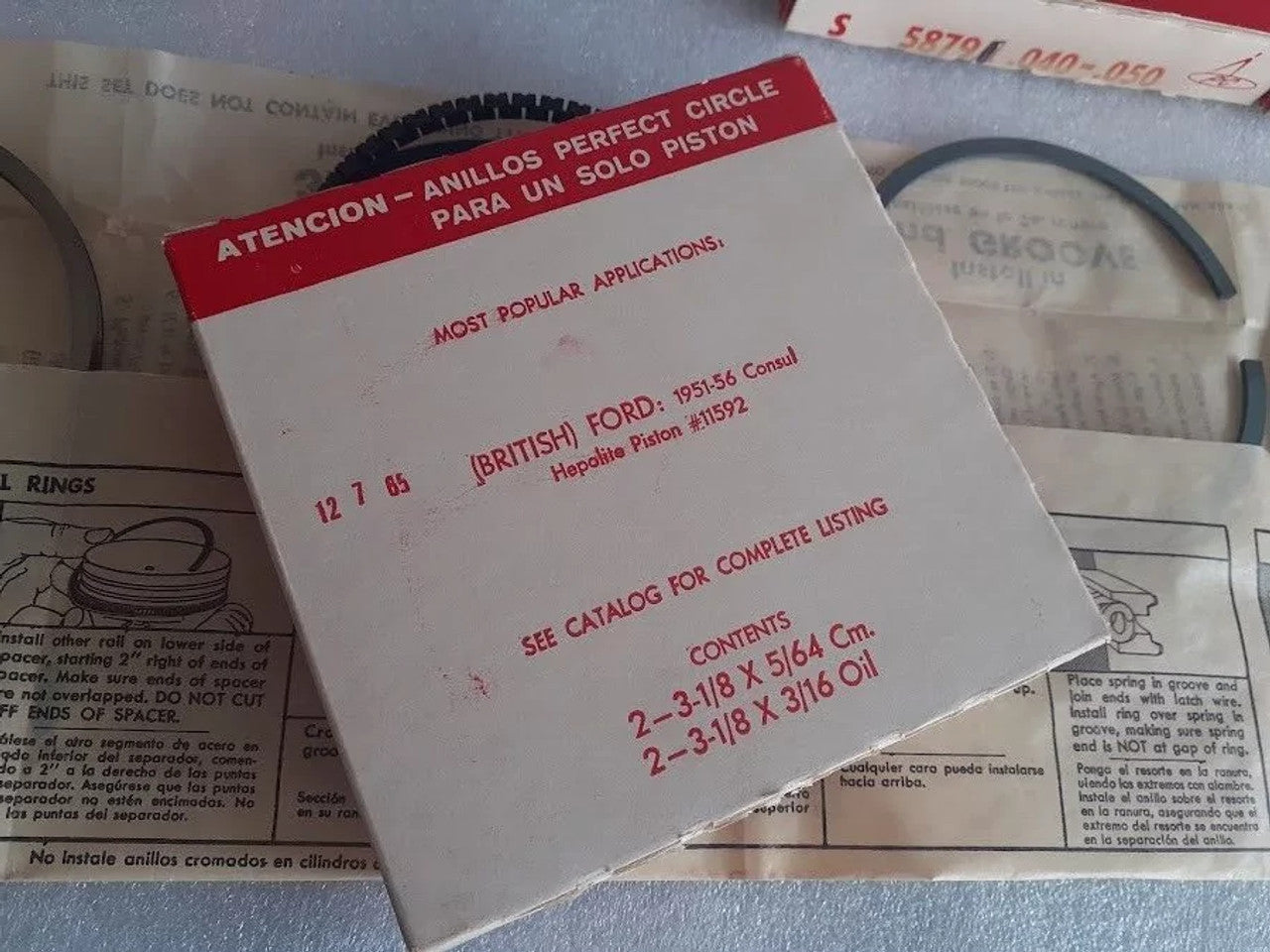 Piston Rings Set fits Bedford CA Envoy Canada Ford Consul Vauxhall Victor Wyvern 5879.04 View Rear