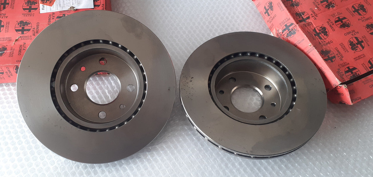 2x Brake Discs Front fits Alfa Romeo 164 60810227 Genuine View Rear