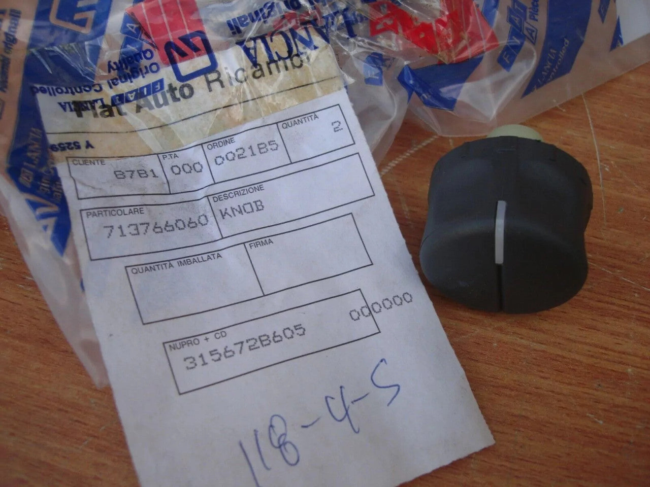 A/C Heater Knob fits Fiat Punto 713766060 Genuine View Rear