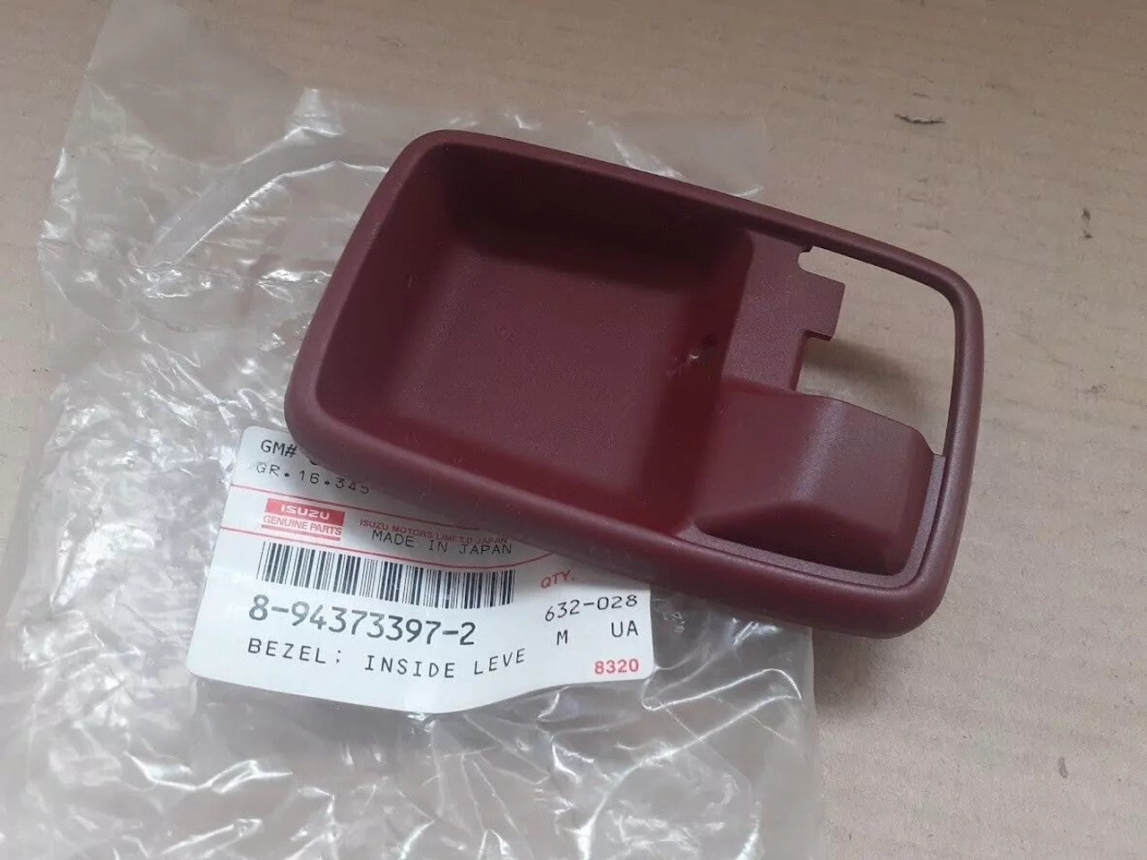 Interior Door Handle Bezel Left fits Isuzu Pickup TF Chevrolet LUV Genuine 8943733972 View Front