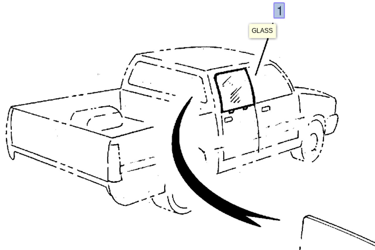 Door Window Rear Right fits Isuzu Pickup TF Chevrolet LUV Opel Campo Genuine 8944498651 View Front