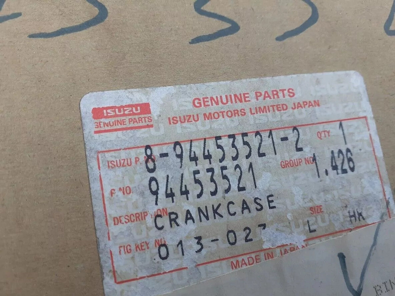 Crankshaft Case Crankcase fits Isuzu Pickup TF Chevrolet LUV 4JA1 4JB1 Genuine 8944535212 View Close Up Rear