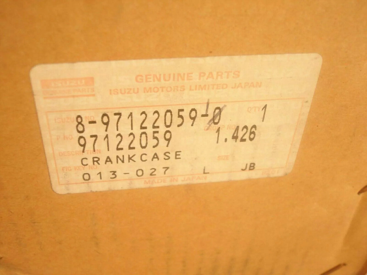 Crankcase fits Isuzu TF Trooper Chevrolet LUV C223 4JA1 Komatsu 4JG1 Genuine 8971220591 View Upper