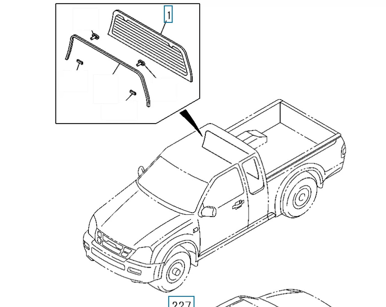 Back Rear Windscreen Window fits Isuzu Dmax D-Max 8981342820 Genuine View Front