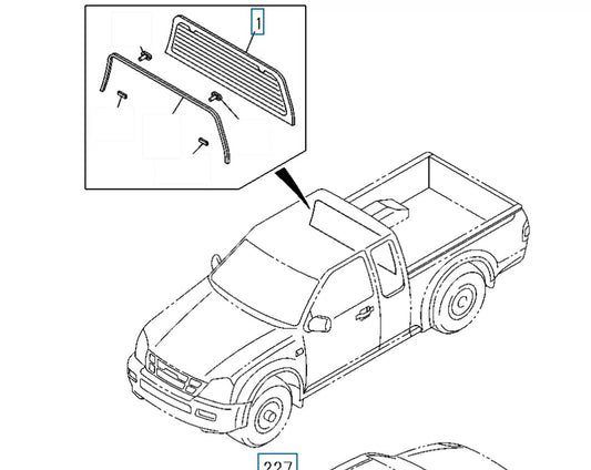 Back Rear Windscreen Window fits Isuzu Dmax D-Max 8981342820 Genuine View Front