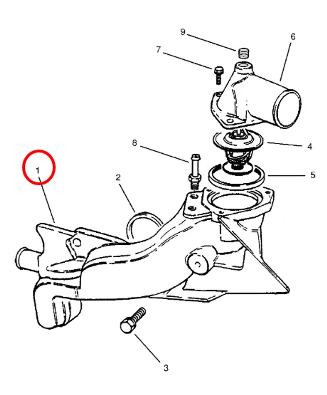 Thermostat Housing fits Opel Vauxhall 16D 16DA 17D 17DR 90009729 Genuine View Right