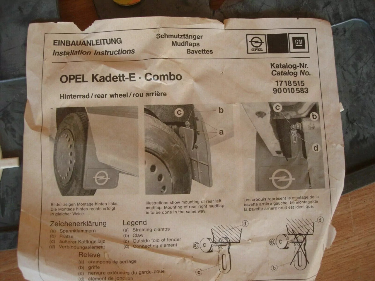 Mud Flaps Splash Guards Rear Set fits Opel Kadett E Combo Max 38 48 Genuine 90010583 View Rear