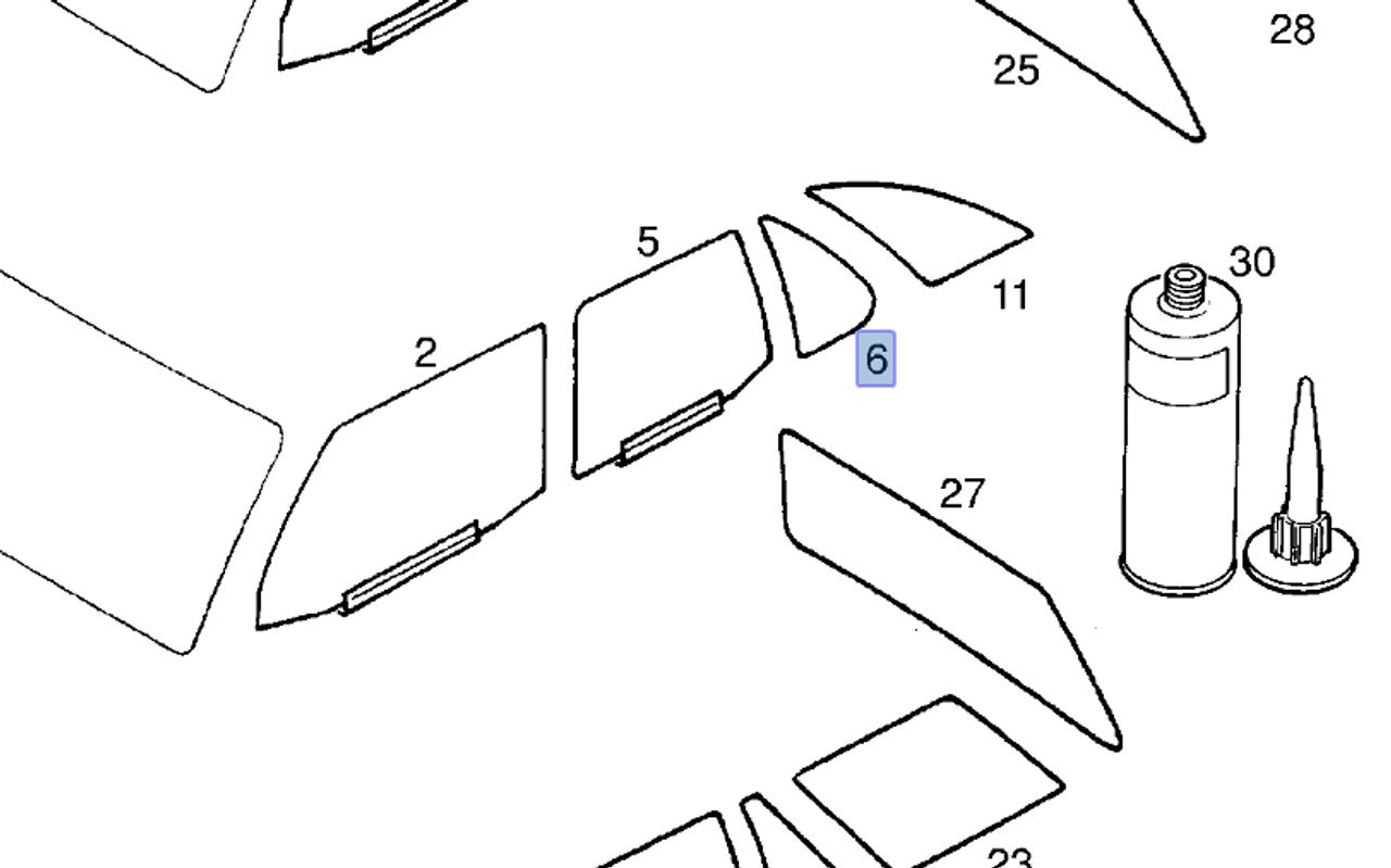 Window Rear Door Left Fixed Clear fits Opel Ascona C Vauxhall Cavalier Genuine 90035297 View Front
