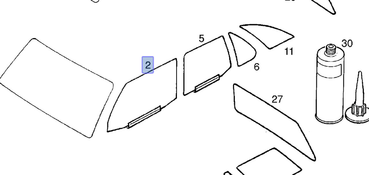 Window Front Door Right Bronze Tinted fits Opel Ascona C Vauxhall Cavalier 90035372 View Front