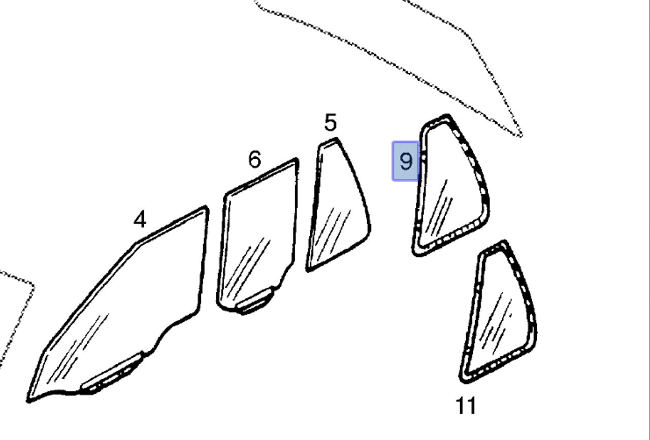 Window Rear Quarter Fixed Right Clear fits Opel Corsa A Vauxhall Nova Genuine 90138326 View Sketch