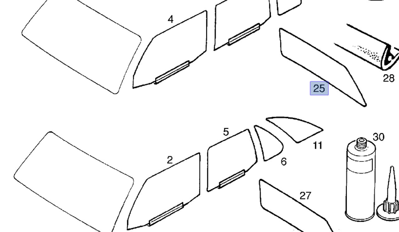 Windscreen Rear fits Opel Ascona C Vauxhall Cavalier 90160577 Genuine View Front