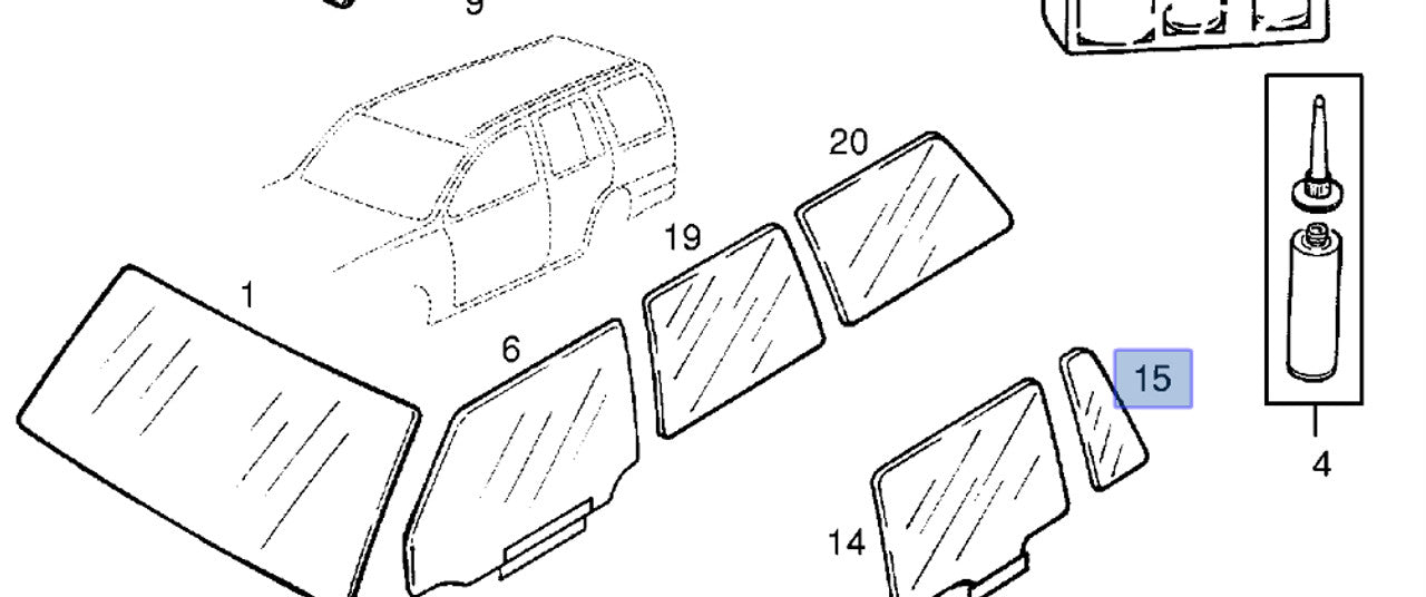 Window Rear Door Left Clear Fixed fits Opel Kadett E Estate 90186495 Genuine View Front