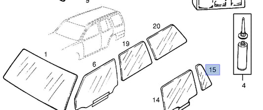 Window Rear Door Left Clear Fixed fits Opel Kadett E Estate 90186495 Genuine View Front