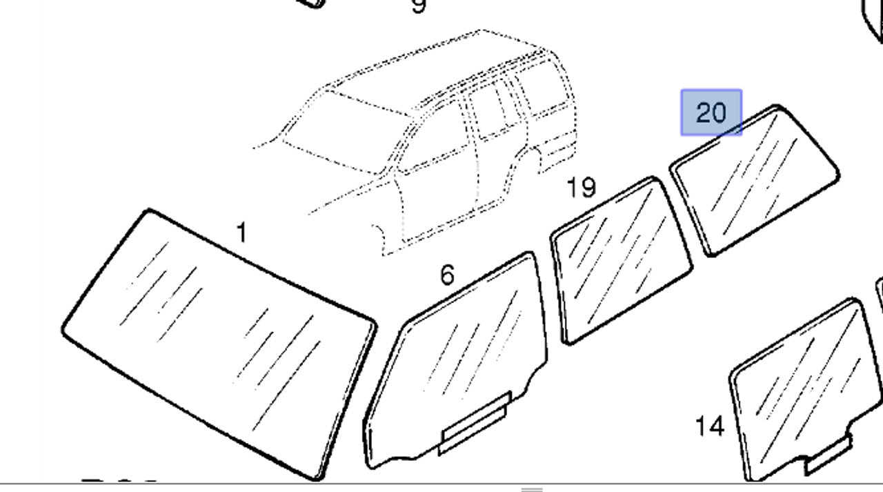 Window Rear Quarter Right Fixed fits Opel Kadett E 90186502 Genuine View Front