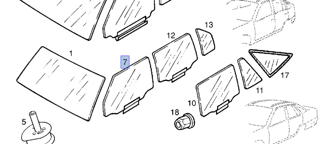 Window Front Door Left Clear fits Opel Kadett E 90186521 Genuine View Front
