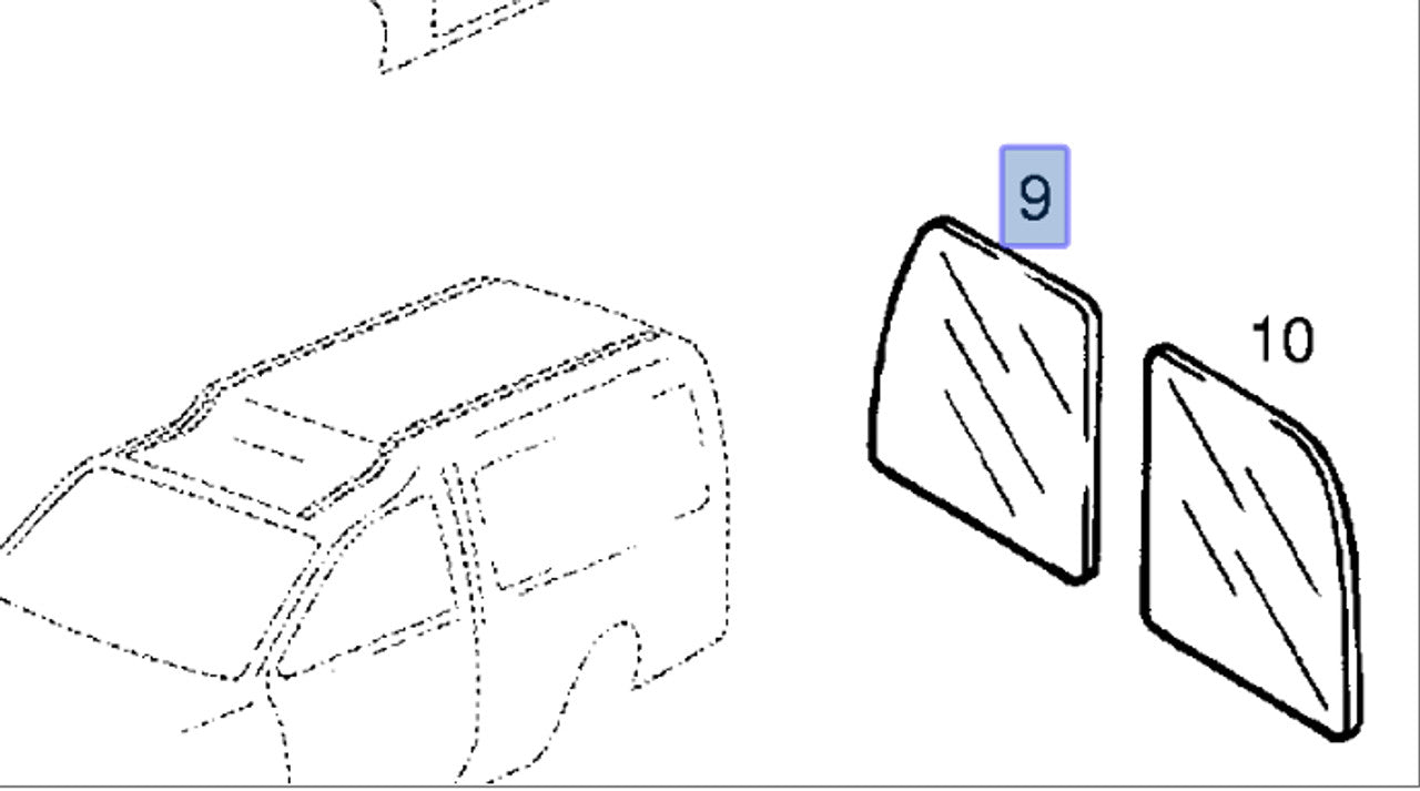 Window Back Door Right fits Opel Kadett E Combo Max 33 48 90197058 Genuine View Front