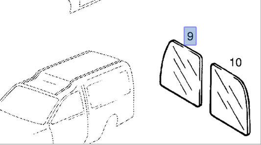Window Back Door Right fits Opel Kadett E Combo Max 33 48 90197058 Genuine View Front