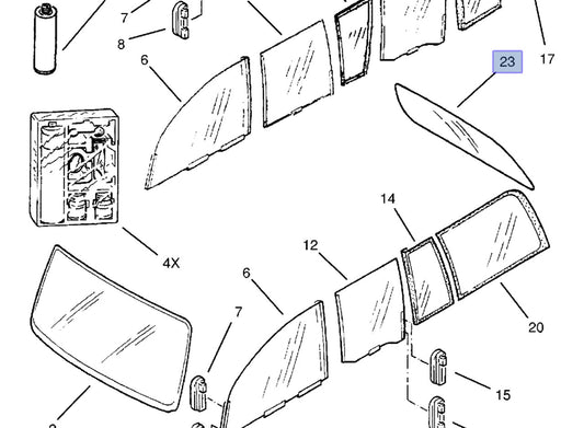Windscreen Rear fits Opel Omega A Vauxhall Carlton 90214852 Genuine View Front